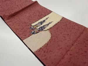ひげ紬小魚模様刺繍袋帯